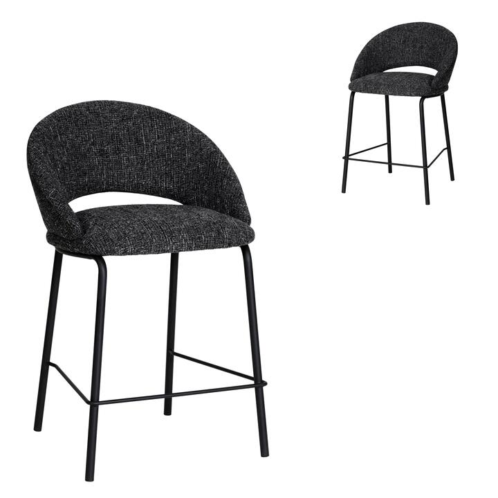 Set of 2 - Harrington Black Bar Stool - Field Charcoal by Interior Secrets - AfterPay Available