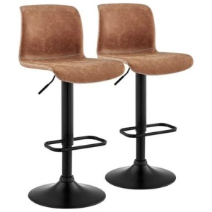 Set of 2 Jackson High Back Kitchen Counter Bar Stools - Tan