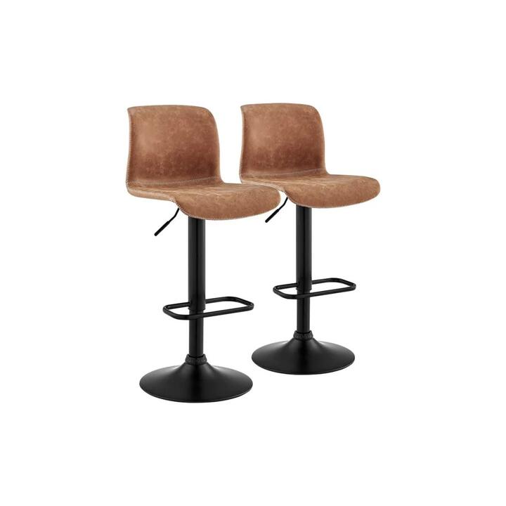 Set of 2 Jackson High Back Kitchen Counter Bar Stools - Tan
