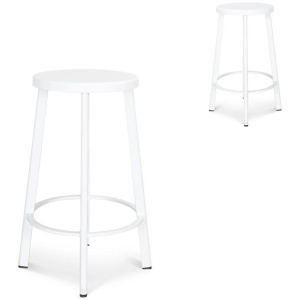 Set of 2 - James 65cm Timber Seat Bar Stool - White by Interior Secrets - AfterPay Available