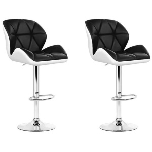 Set of 2 Kitchen Bar Stools - White, Black and Chrome