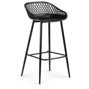 Set of 2 Leerdam Kitchen Counter Bar Stools - Black