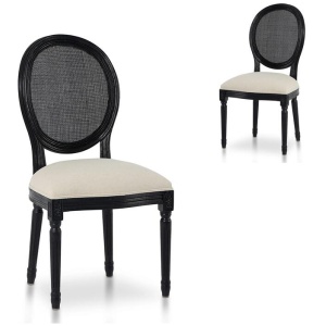 Set of 2 - Lenora Black ELM Dining Chair - Dawn Beige by Interior Secrets - AfterPay Available