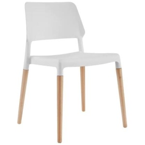 Set of 2 Mack Kitchen Dining Chairs - White/Beech
