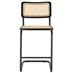 Set of 2 Marcel Breuer Replica Cesca Chair Kitchen Counter Bar Stool - Black/Rattan