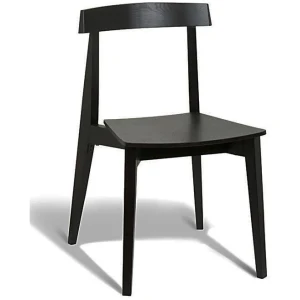 Set of 2 - Masa Ito Oriental Dining Chair - Black Frame - Black Timber Seat