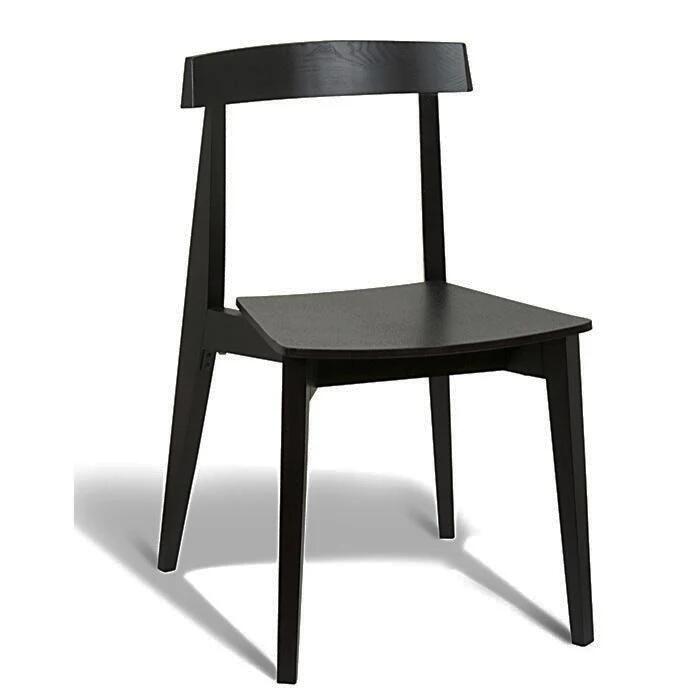 Set of 2 - Masa Ito Oriental Dining Chair - Black Frame - Black Timber Seat