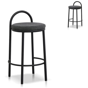 Set of 2 - Mclean 63cm Black Frame Bar Stool - Charcoal Grey by Interior Secrets - AfterPay Available