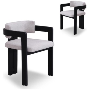 Set of 2 - Merari Black Dining Chair - Stone Beige by Interior Secrets - AfterPay Available