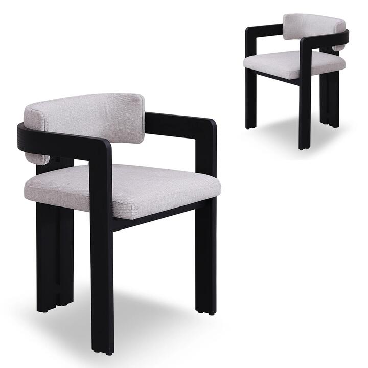 Set of 2 - Merari Black Dining Chair - Stone Beige by Interior Secrets - AfterPay Available