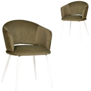 Set of 2 - Merrill White Dining Chair - Dark Moss Green by Interior Secrets - AfterPay Available