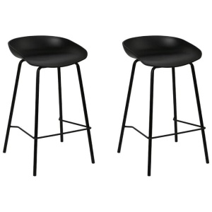 Set of 2 Metal Bar Stools - Black