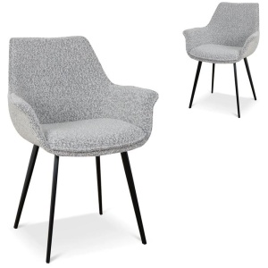 Set of 2 - Nola Fabric Dining Chair - Moonlit Pepper Boucle by Interior Secrets - AfterPay Available