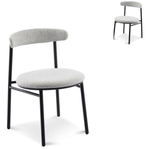 Set of 2 - Oneal Fabric Dining Chair - Silver Grey with Black Legs by Interior Secrets - AfterPay Available