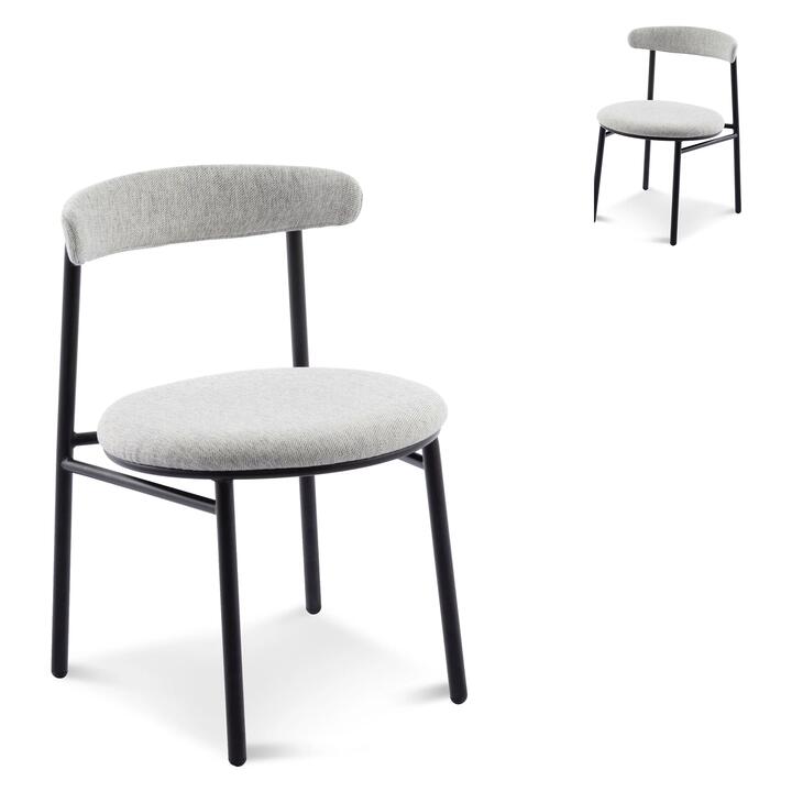 Set of 2 - Oneal Fabric Dining Chair - Silver Grey with Black Legs by Interior Secrets - AfterPay Available