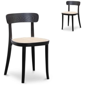 Set of 2 - Orval Rattan Dining Chair - Black with Natural Seat by Interior Secrets - AfterPay Available