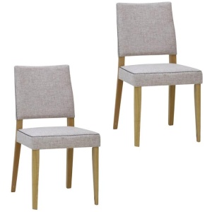 Set of 2 Oslo Scandinavian Fabric Dining Chair Wooden Frame - Light Dusk
