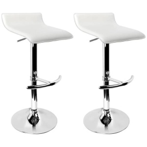 Set of 2 PU Leather Wave Style Bar Stools - White