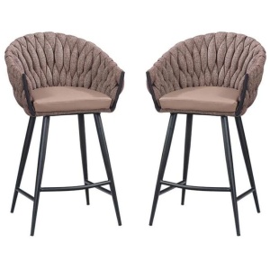 Set of 2 - Peak Fabric Bar Stool 65cm - Chocolate Milk