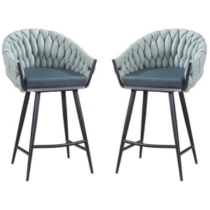 Set of 2 - Peak Fabric Bar Stool 65cm - Ocean Teal