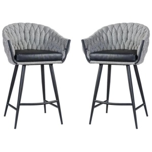 Set of 2 - Peak Fabric Bar Stool 65cm - Volcanic Ash