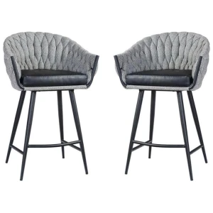 Set of 2 - Peak Fabric Bar Stool 65cm - Volcanic Ash