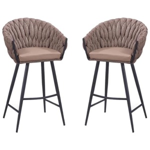 Set of 2 - Peak Fabric Bar Stool 75cm - Chocolate Milk