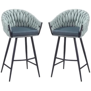Set of 2 - Peak Fabric Bar Stool 75cm - Ocean Teal