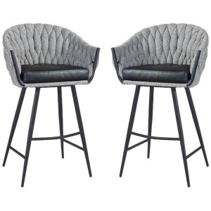 Set of 2 - Peak Fabric Bar Stool 75cm - Volcanic Ash