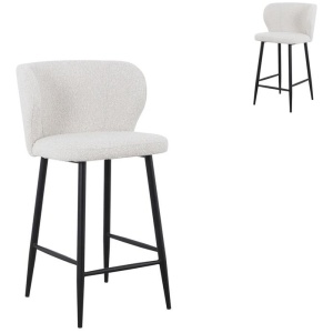 Set of 2 - Perkins 65cm Bar Stool - Pearl Grey Boucle by Interior Secrets - AfterPay Available