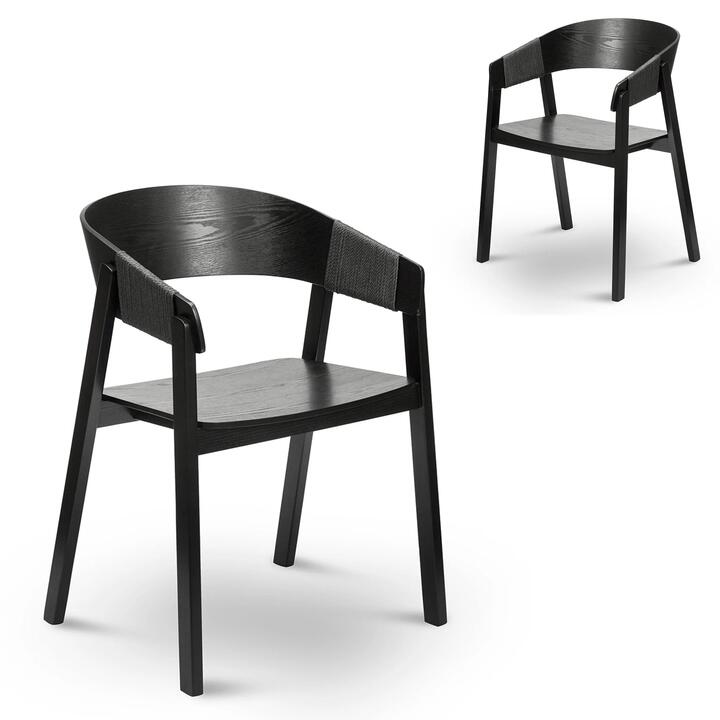 Set of 2 - Phelps Dining Chair - Full Black by Interior Secrets - AfterPay Available