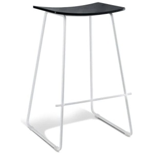 Set of 2 - Porter Nordberg Kitchen Counter Bar Stool 70m - White Frame - Black Veneer Seat