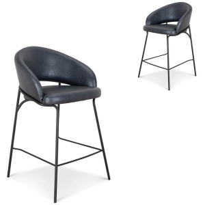 Set of 2 - Rabi Fabric Bar Stool - Full Black by Interior Secrets - AfterPay Available