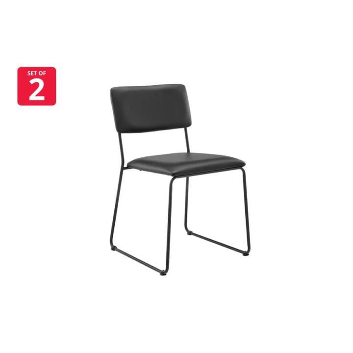 Set of 2 Santa Ana Kitchen Dining Chairs - Black PU