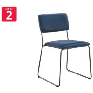 Set of 2 Santa Ana Kitchen Dining Chairs - Midnight Blue