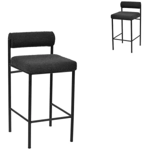 Set of 2 - Shaffer 65cm Bar Stool - Black Boucle by Interior Secrets - AfterPay Available