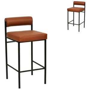 Set of 2 - Shaffer 65cm Fabric Bar Stool - Brown by Interior Secrets - AfterPay Available