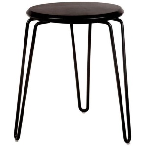 Set of 2 - Storo Bar Stool 45cm - Black Frame - Black Timber Seat