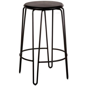 Set of 2 - Storo Bar Stool 65cm - Black Frame - Black Timber Seat