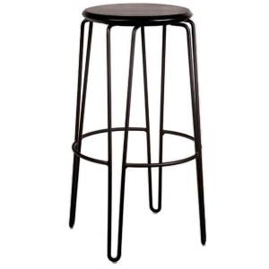 Set of 2 - Storo Bar Stool 75cm - Black Frame - Black Timber Seat