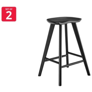 Set of 2 Toledo Modern Wooden Kitchen Counter Bar Stool - Black