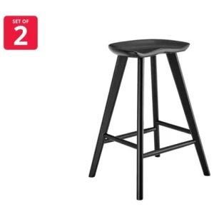 Set of 2 Toledo Modern Wooden Kitchen Counter Bar Stool - Black