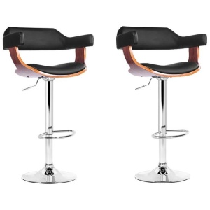 Set of 2 Wooden Bar Stool - Black and Wood