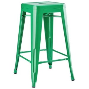 Set of 2 Xavier Pauchard Replica Tolix Kitchen Counter Bar Stools 65cm Powder Coated - Green