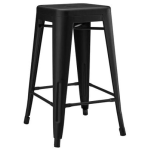 Set of 2 Xavier Pauchard Replica Tolix Kitchen Counter Bar Stools 65cm Powder Coated - Matte Black