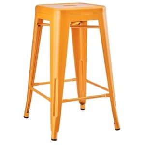 Set of 2 Xavier Pauchard Replica Tolix Kitchen Counter Bar Stools 65cm Powder Coated - Orange