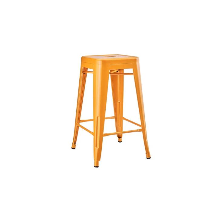Set of 2 Xavier Pauchard Replica Tolix Kitchen Counter Bar Stools 65cm Powder Coated - Orange