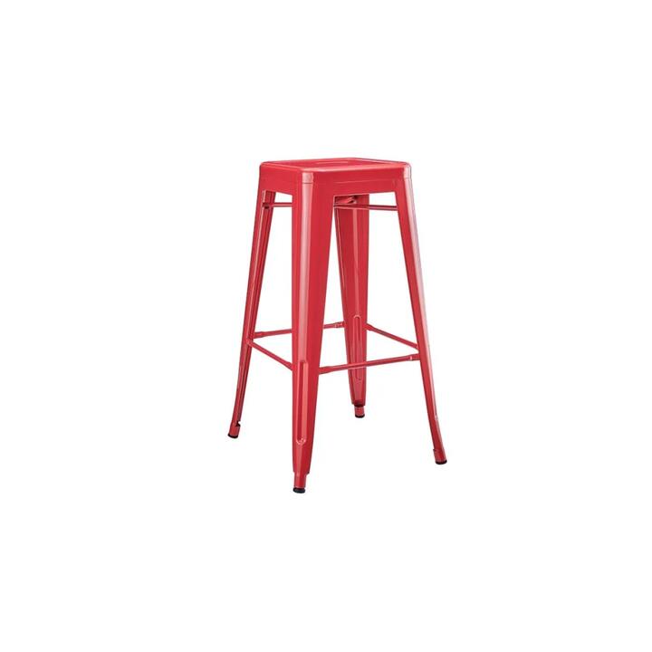 Set of 2 Xavier Pauchard Replica Tolix Kitchen Counter Bar Stools 75cm Powder Coated - Red