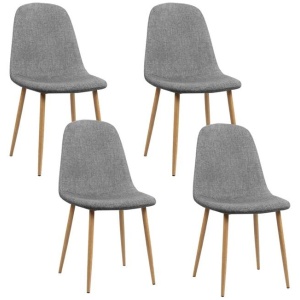Set of 4 Adamas Fabric Dining Chairs - Light Grey