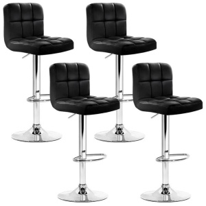 Set of 4 Bar Stools Gas lift Swivel - Steel and Black